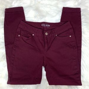 Wax Jean Maroon/Burgandy Skinny Cuffed Jean Sz 3